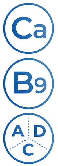 iconos de calcio, B9, vitaminas A, D, C