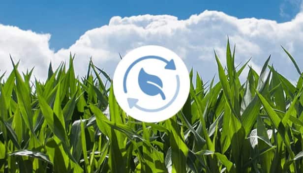 Un campo con un ícono de abastecimiento sostenible sobre él